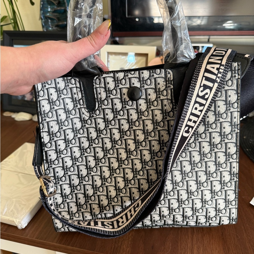 Christian Dior Black and White Tote Bag